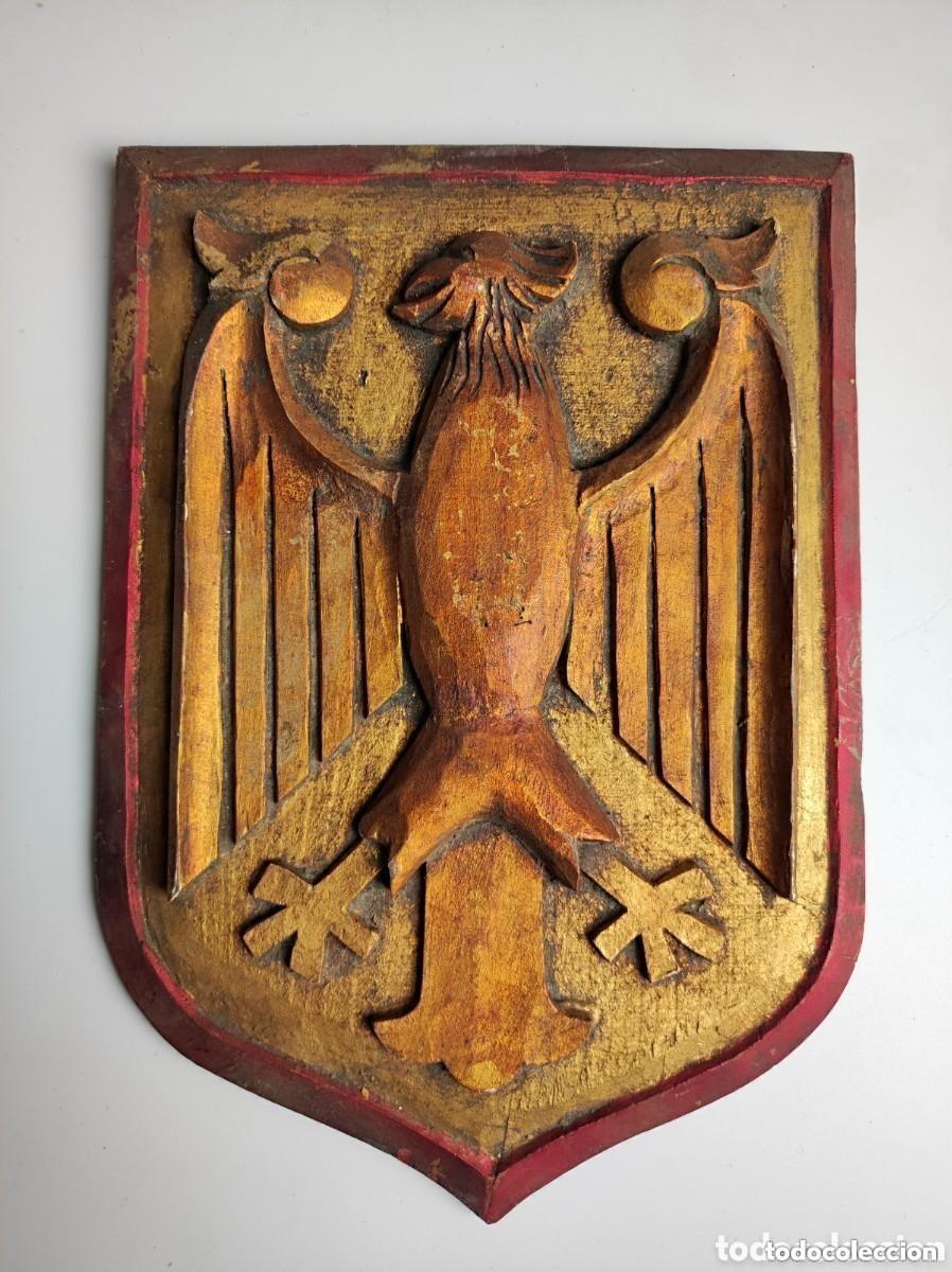 Militaria: Antiguo Escudo de armas aleman aguila madera alemania germany