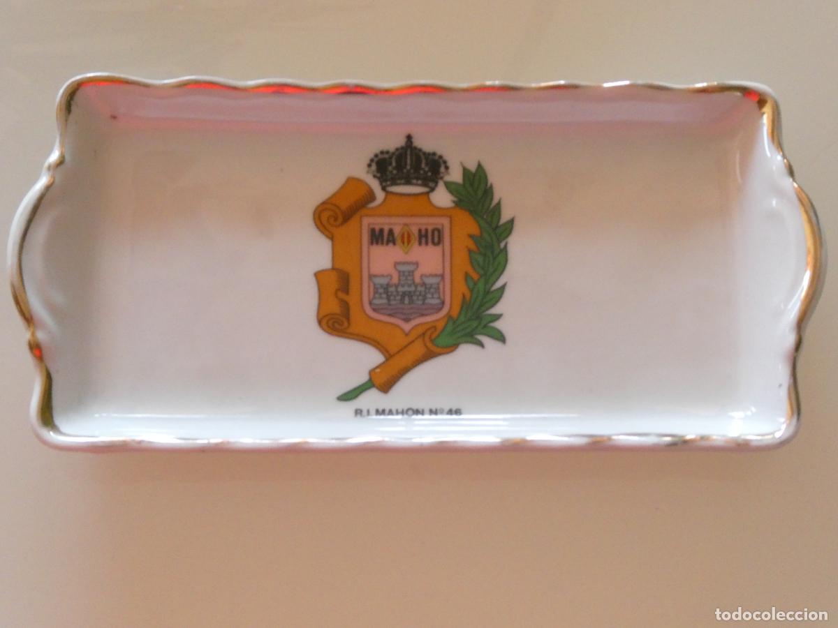Militaria: PLATO BANDEJA CENICERO MILITAR CER&Aacute;MICA. EXTINTO REGIMIENTO DE INFANTER&Iacute;A MAH&Oacute;N 46. 21CM. 330GR