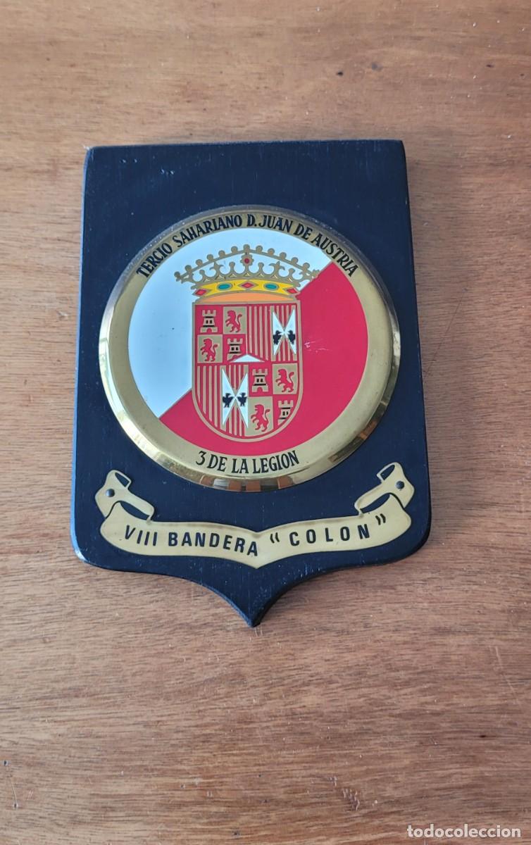 Militaria: METOPA DE MADERA Y METAL, TERCIO SAHARIANO DON JUAN DE AUSTRIA 3&ordm; DE LA LEGI&Oacute;N, VIII BANDERA &rdquo;COL&Oacute;N&rdquo;