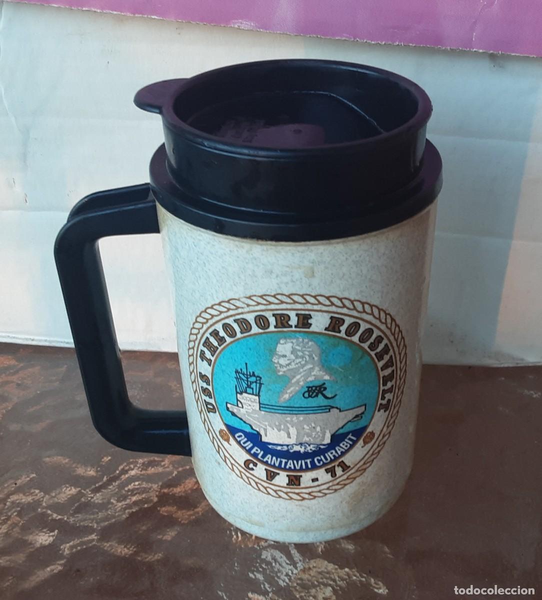 Militaria: Jarra caf&eacute; portaaviones Estados Unidos USS Theodore Roosevelt (CVN-71)