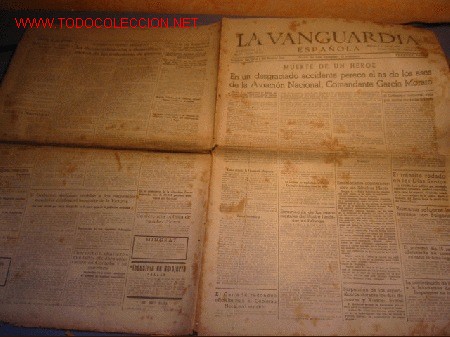 Militaria: DIARIO LA VANGUARDIA 5 de abril de 1939-DESGRACIADO ACCIDENTE PERECE EL COMANDANTE GARCIA MORATO