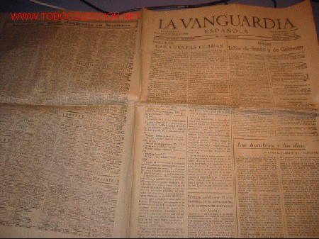 Militaria: DIARIO LA VANGUARDIA A&Ntilde;O 1939 -LABOR DE ESTADO Y DE GOBIERNO