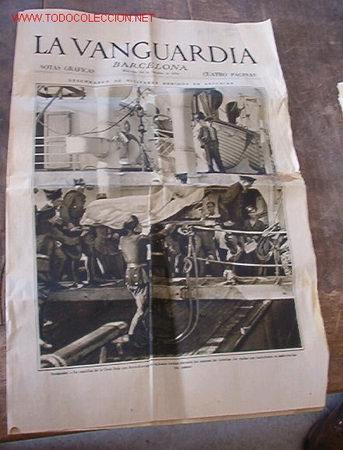 Militaria: La Vanguardia, desembarco de militares heridos en Asturias, 24 de Octubre de 1934