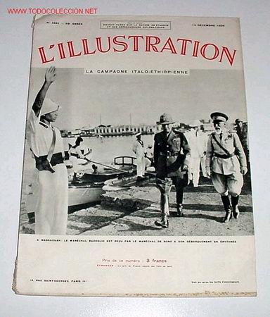 Militaria: ANTIGUA REVISTA FRANCESA L&acute;ILLUSTRATION  - DICIEMBRE 1935 - CAMPA&Ntilde;A ITALO - ETIOPE