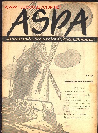 Militaria: Revista alemana ASPA. n&ordm; 104, 1- X -1941.Actualidades semanales alemanas.