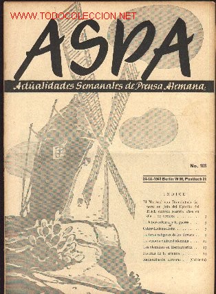 Militaria: Revista alemana ASPA. n&ordm; 103, 24- IX -1941.Actualidades semanales alemanas.