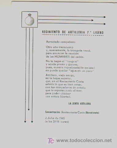 Military Antiques: Folleto conmemorativo del 7&ordm; Regimiento Ligero de Artilleria. 1936-1965.