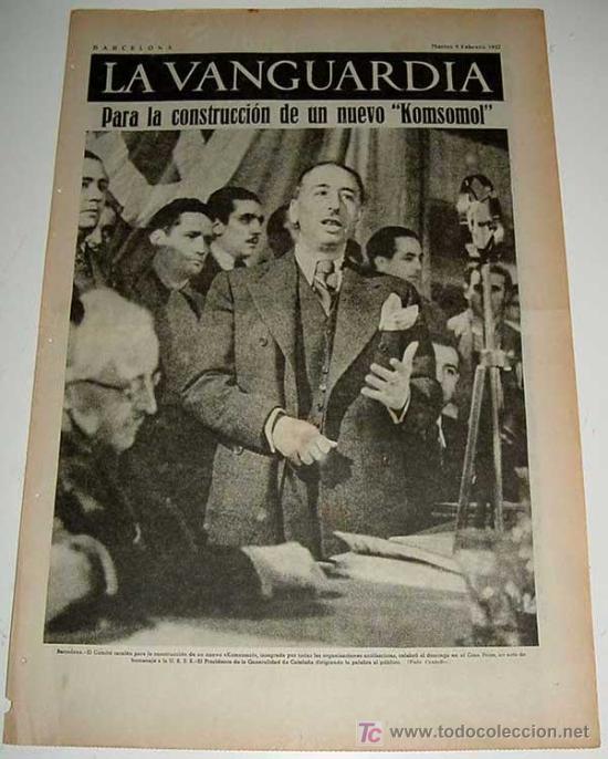 Militaria: LA VANGUARDIA - GUERRA CIVIL - 4 PAG - 9 DE FEBRERO DE 1937 - MUCHAS FOTOS - VISTO DESDE EL BANDO RE