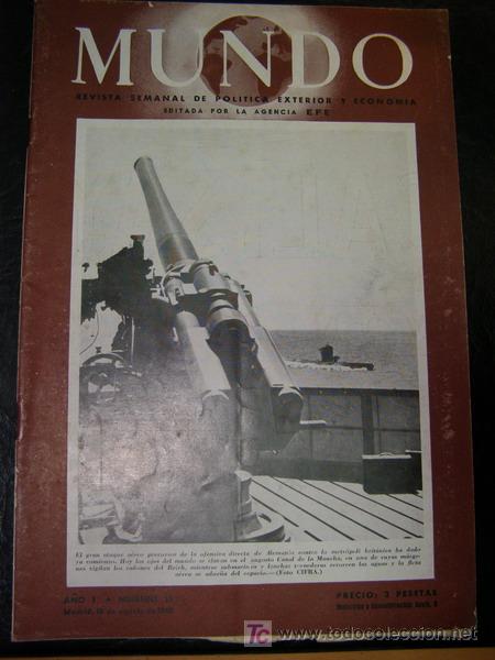 Militaria: N&ordm; 2 Revista MUNDO, 2&ordf; Guerra Mundial, n&uacute;mero 15 agosto de 1940.