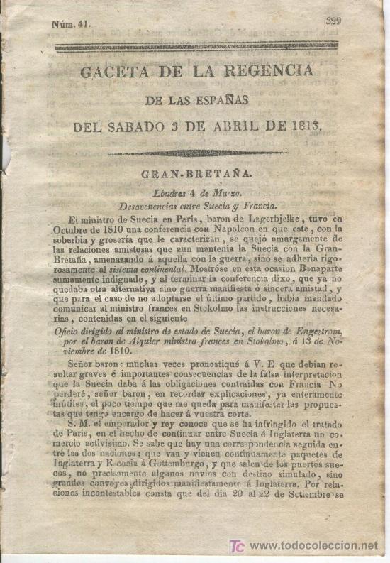 Military Antiques: GACETA.GUERRA DE LA INDEPENDENCIA.1813.BRIBIESCA.TAFALLA.POZA.VILLADIEGO.TORDESILLAS.EZCARAY.UBIERNA