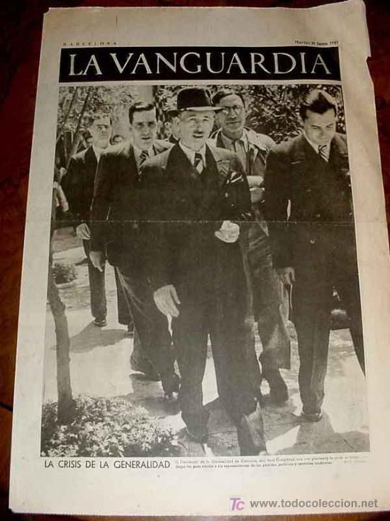 Militaria: LA VANGUARDIA - LA CRISIS DE LA GENERALIDAD - 4 PAG - 29 DE JUNIO DE 1937 - PLENA GUERRA CIVIL - M
