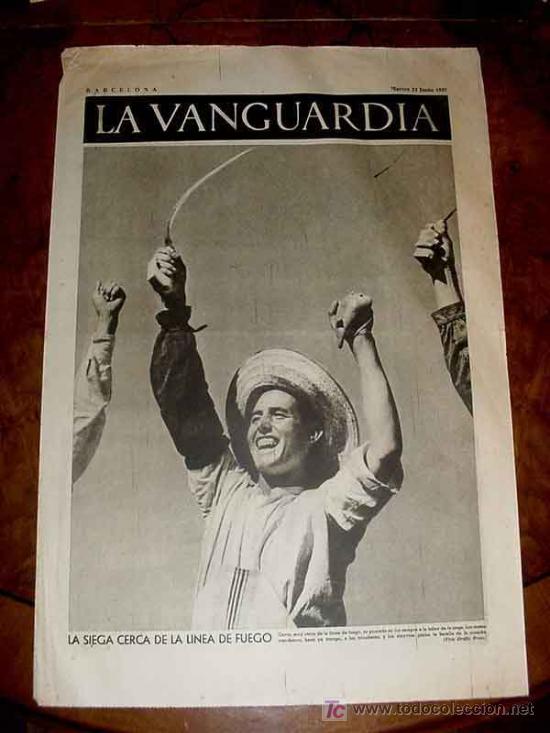 Militaria: LA VANGUARDIA - LA SIEGA CERCA DE LA LINEA DE FUEGO - 4 PAG - 22 DE JUNIO DE 1937 - PLENA GUERRA C