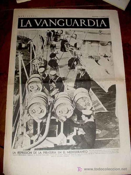 Military Antiques: LA VANGUARDIA - LA REPRESION DE LA PIRATERIA EN EL MEDITERRANEO - 4 PAG - 3 DE OCTUBRE DE 1937 - PLE