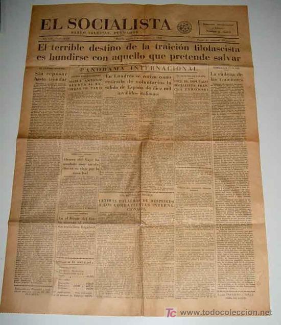 Militaria: ANTIGUO PERIODICO EL SOCIALISTA - 1 DE NOVIEMBRE DE 1938 - EL TERRIBLE DESTINO DE LA TRAICION FILOFA