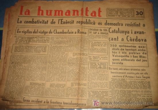 Militaria: La Humanitat, 7 de gener de 1939, La combativitat de l'ex&egrave;rcit republic&agrave; es demostra resistint a...