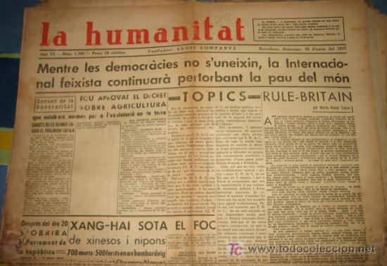 Military Antiques: La humanitat, 15 d'agost del 37, Mentre les democr&agrave;cies no s'uneixin, la internacional feixista ...