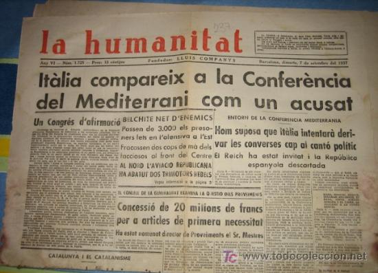 Militaria: La humanitat, 7 de setembre del 37, Italia compareix a la conferencia del mediterrani com un acusat