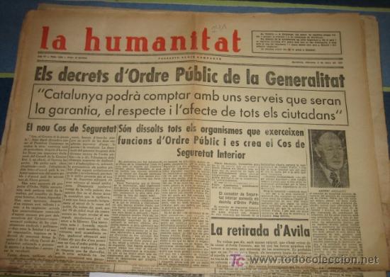 Militaria: La humanitat, 3 de mar&ccedil; del 37. Els decrets d'ordre p&uacute;blic de la Generalitat