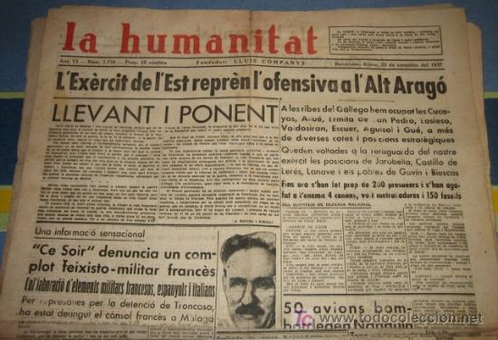 Militaria: La humanitat, 23 de setembre del 37, L'ex&egrave;rcit de l'Est repr&egrave;n l'ofensiva a l'Alt Arag&oacute;, 1 p&aacute;gina