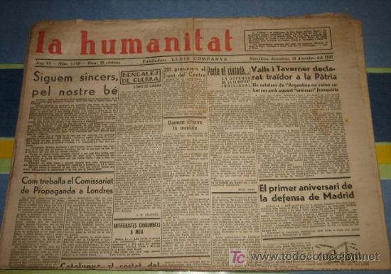 Military Antiques: La humanitat, 15 d'octubre del 37, Valls i Taverner declarat traidor a la patria