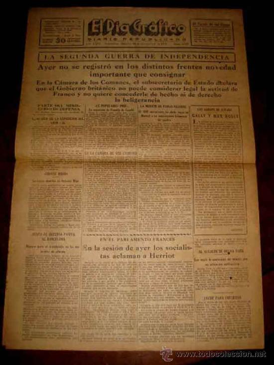 Militaria: ANTIGUO PERIODICO PLENA GUERRA CIVIL . EL DIA GRAFICO - 10 DE DICIEMBRE DE 1938 - LA II GUERRA DE