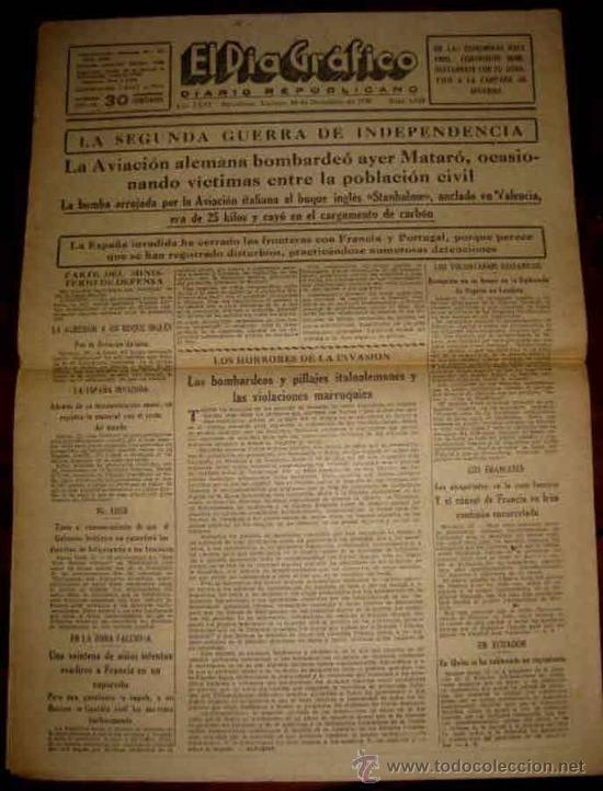 Military Antiques: ANTIGUO PERIODICO PLENA GUERRA CIVIL . EL DIA GRAFICO - 16 DICIEMBRE 1938 - LA AVIACION ALEMANA B
