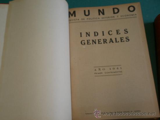 Militaria: Tomo revista MUNDO, encuadernado, 1&ordm; cuatrimestre del a&ntilde;o 1941