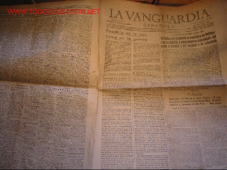 Militaria: DIARIO LA VANGUARDIA A&Ntilde;O 1939