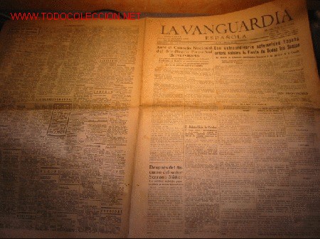 Militaria: DIARIO LA VANGUARDIA A&Ntilde;O 1939
