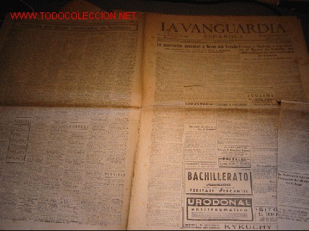 Militaria: DIARIO LA VANGUARDIA A&Ntilde;O 1939