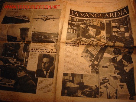 Militaria: DIARIO LA VANGUARDIA A&Ntilde;O 1938 -domingo 27 de febrero de 1938-BIBLIOTECAS PARA LOS FRENTES