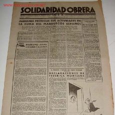 Militaria: ANTIGUO PERIODICO SOLIDARIDAD OBRERA - ORGANO DE LA CONFEDERACION REGIONAL DEL TRABAJO DE CATALUÑA -. Lote 18930700