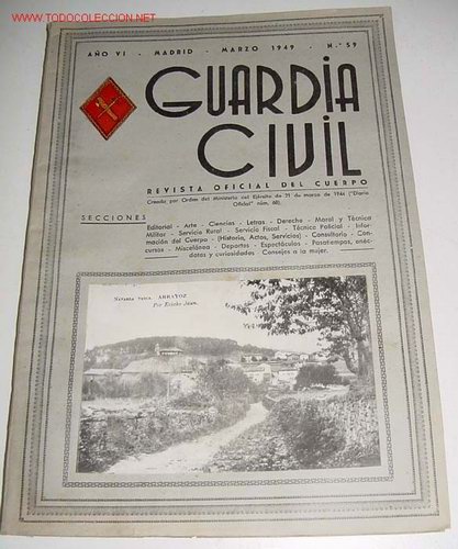 Militaria: ANTIGUA REVISTA OFICIAL DEL CUERPO DE LA GUARDIA CIVIL - CROMO ILUSTRADO EN LA PORTADA - MARZO 1949