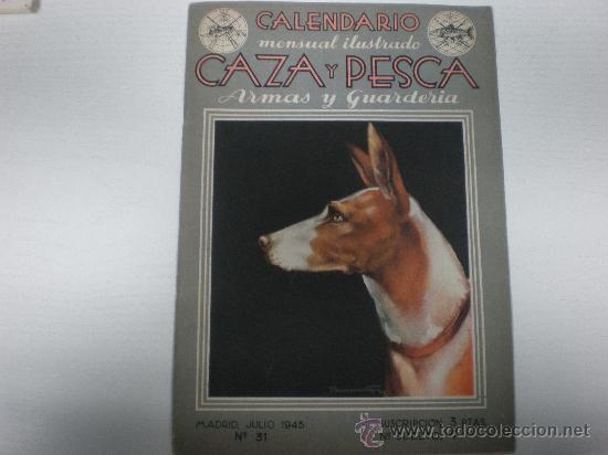 Militaria: CALENDARIO MENSUAL ILUSTRADO CAZA Y PESCA - ARMAS Y GUARDERIA