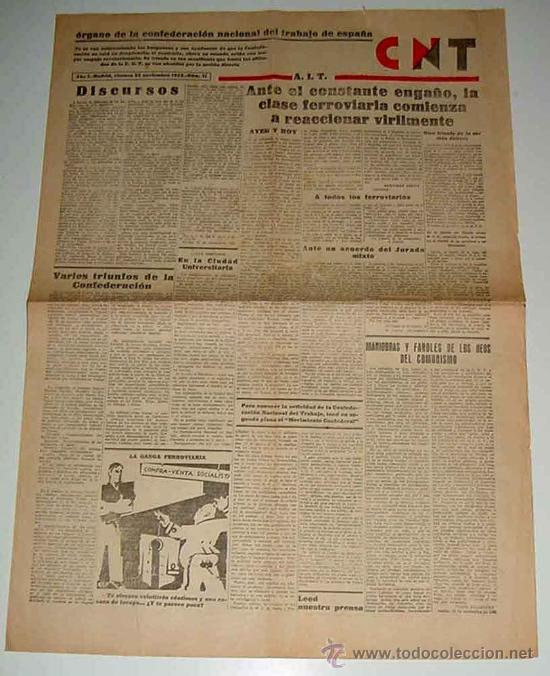 Militaria: ANTIGUO PERIODICO DE LA CNT - N&ordm; 11 DE 25 DE NOVIEMBRE DE 1932, REPUBLICA, ORGANO DE LA CONFEDERACIO
