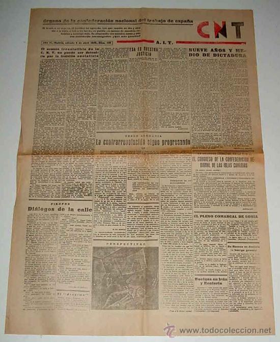 Militaria: ANTIGUO PERIODICO DE LA CNT - A.I.T. - N&ordm; 126, DE 8 DE AB RIL DE 1933, REPUBLICA, ORGANO DE LA CONFE