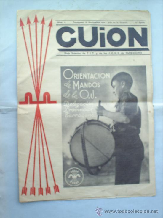 Military Antiques: GUION -HOJA INTERIOR N.4,F.E.T.Y DE LAS J.O.N.S. TARRAGONA-1939