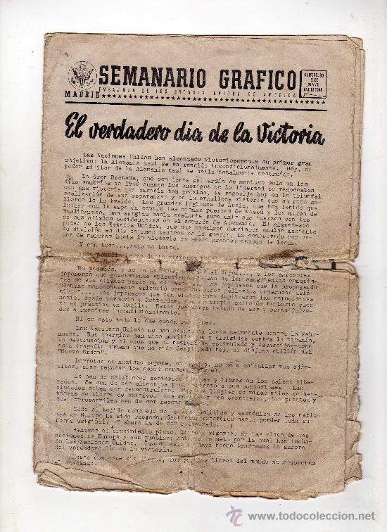 Militaria: SEMANARIO GR&Aacute;FICO DE LA EMBAJADA DE LOS E.E.U.U. EN MADRID (N&ordm; 96 &middot; 7 de Mayo de 1945 &middot; 8 P&Aacute;GINAS)