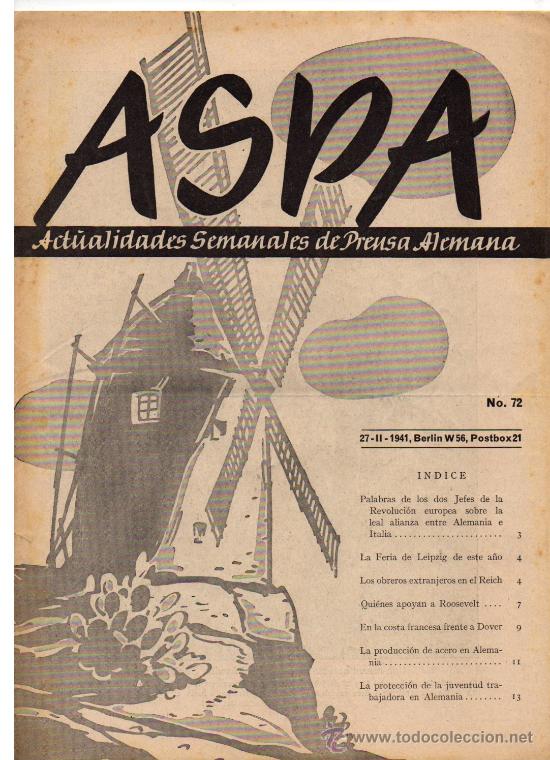Militaria: ASPA N&ordm; 72. FECHA 27-2-1941