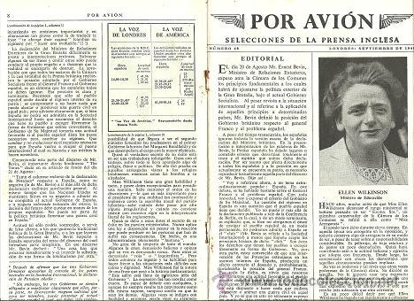 Militaria: L29-32 Revista POR AVION - Selecciones de la Prensa Inglesa n&ordm; 49  - Septiembre de 1945 (8 paginas e