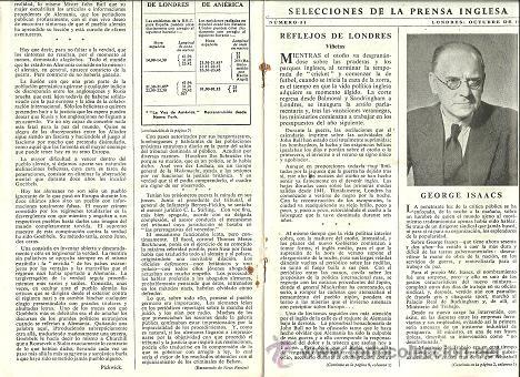 Military Antiques: L29-32 Revista POR AVION - Selecciones de la Prensa Inglesa n&ordm; 51  - Octubre de 1945 (8 paginas en