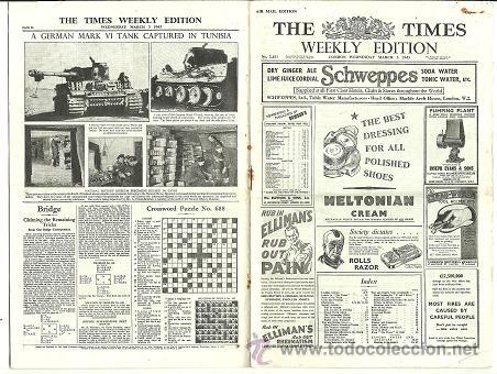 Militaria: L29-32 Revista THE TIMES WEEKLY EDITION - n&ordm; 345163 - Marzo de 1943 (20 paginas en  papel biblia)