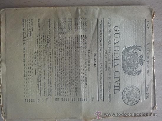 Militaria: boletin guardia civil a&ntilde;o 1893