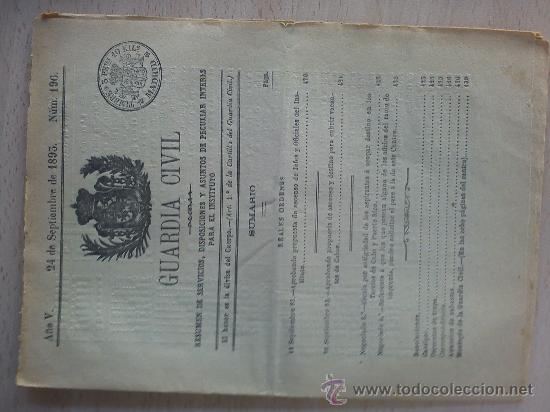Militaria: boletin guardia civil a&ntilde;o 1893