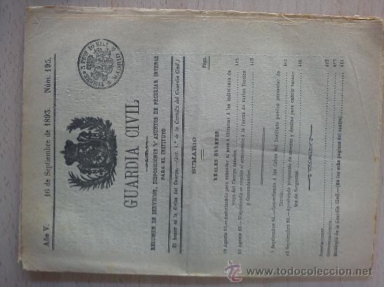 Militaria: boletin guardia civil a&ntilde;o 1893