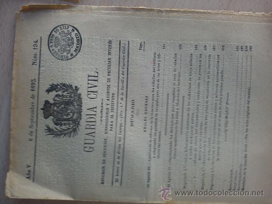 Militaria: boletin guardia civil a&ntilde;o 1893