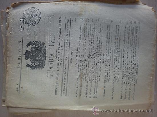 Militaria: boletin guardia civil a&ntilde;o 1893