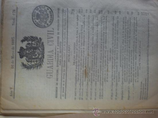 Militaria: boletin guardia civil a&ntilde;o 1893