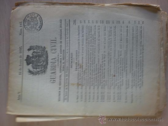 Militaria: boletin guardia civil a&ntilde;o 1893