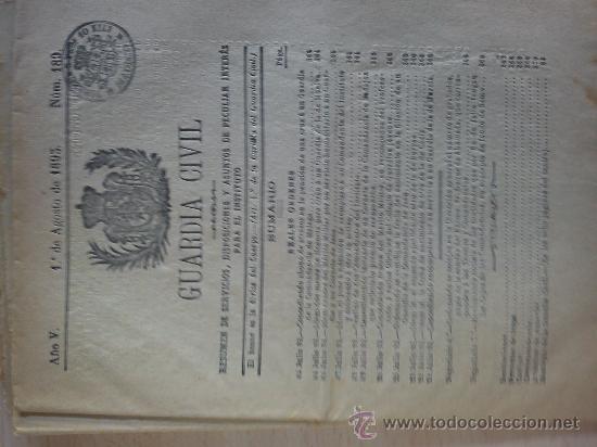 Militaria: boletin guardia civil a&ntilde;o 1893